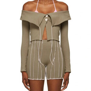 SSENSE Helenamanzano • Beige Shawl Cardigan